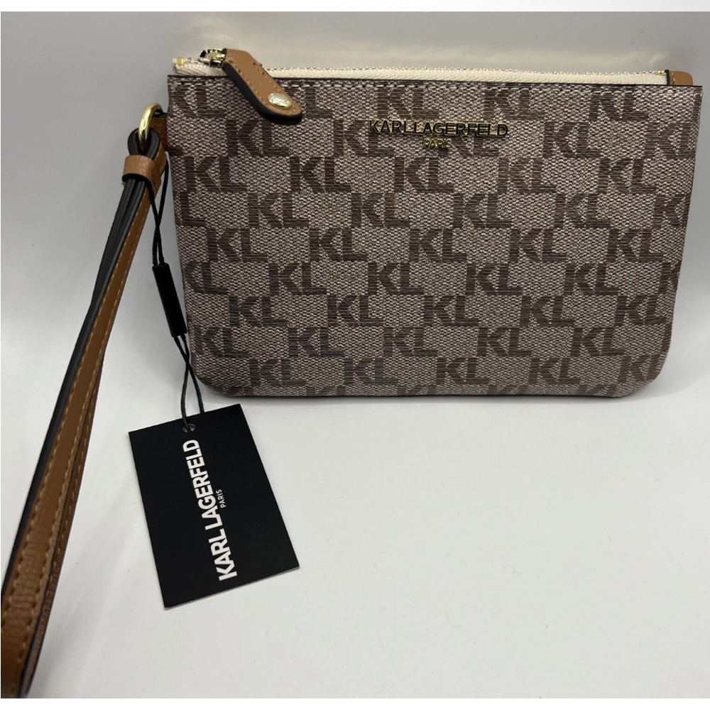 Karl Lagerfeld Beige Monogram Pouch